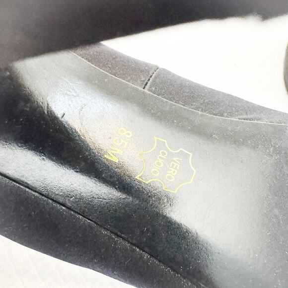 Beverly Feldman Satin Lace Up Peep Toe Heels Pump Bow Back Detail Size 8.5 - Picture 3 of 7